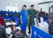Dankodaeral lX Tinjau Pelaksanaan Donor Darah Serentak Apel Bersama Wanita TNI dan HUT ke-62 Dharma Pertiwi 2026 Daerah Q