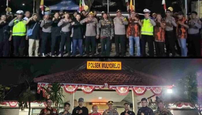 Giat Siaga PAMSWAKARSA ORMAS Pemuda Pancasila (PP) PAC Mulyorejo dan Perguruan Silat di Polsek Mulyorejo, Perkuat Sinergi Jaga Kamtibmas